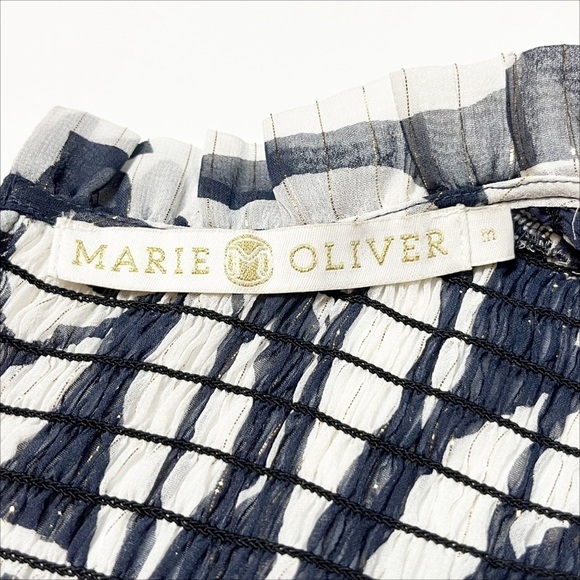 Marie Oliver Silk Sami Blouse Medium top tropical floral metallic shimmer flowy - Picture 8 of 12